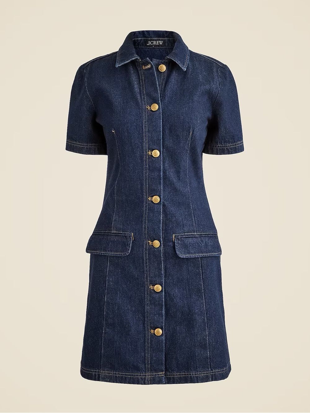 J. Crew Dark Indigo Denim Button-Front Mini Dress - Picture 2 of 4